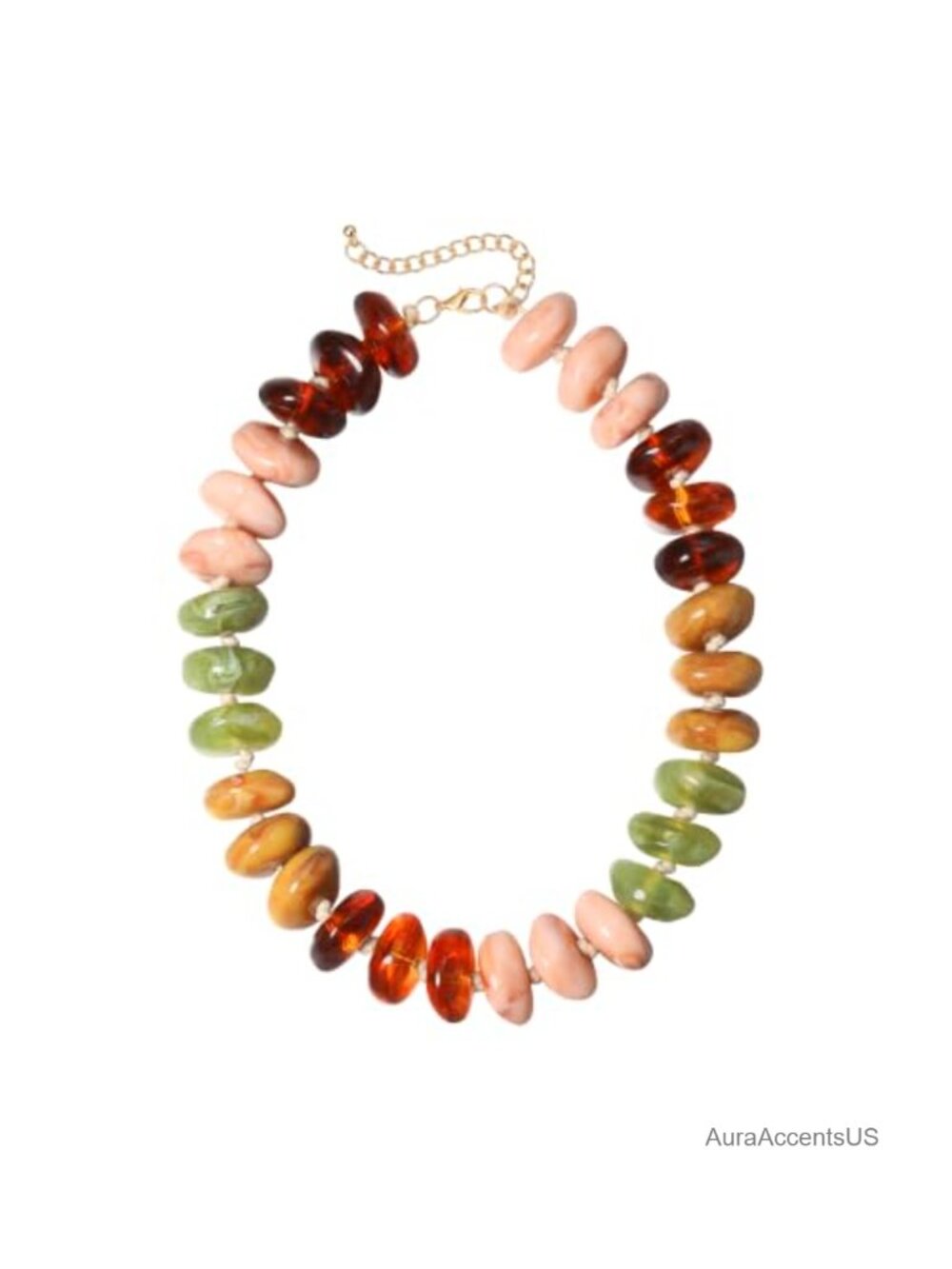 Chunky Resin Statement Necklace for Women, Lightweight Beaded Choker, Coastal